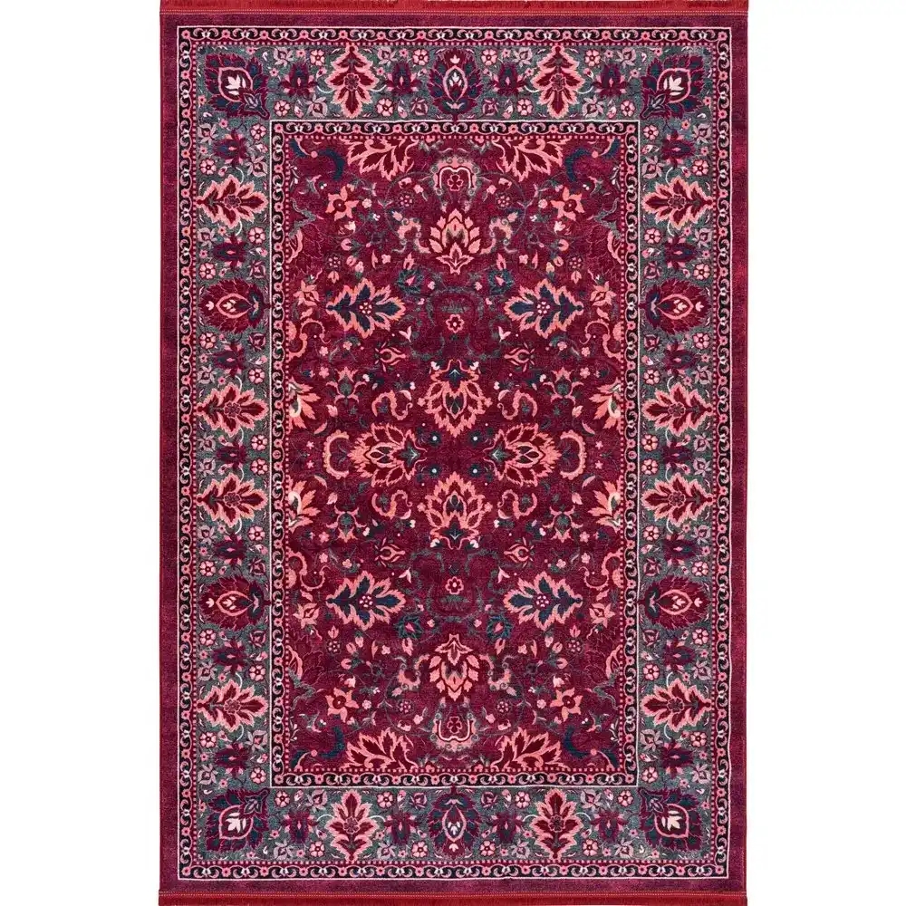 فرش ماشینی هلنا 25cs0410 لاکی معادل 77 رج دستبافت
